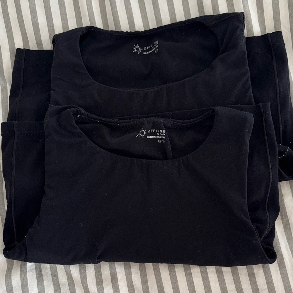 OFFLINE by aerie built in bra Women's Black Crop Tank